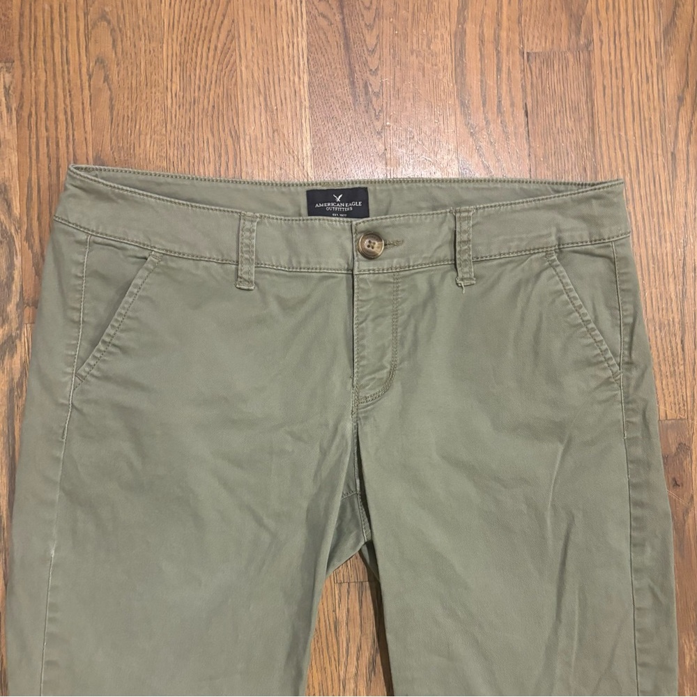 American Eagle Green Kick Boot Stretch Pants Size 10 Tall - Picture 2 of 10